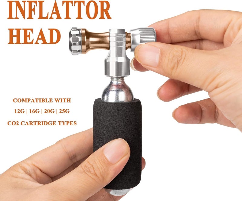 GEWAGE CO2 Inflator with 4 X 16g Cartridges - CO2 Bike Pump Presta & Schrader Valve Compatible - CO2 Bike Tire inflator for Mountain and Road Bike - Image 3